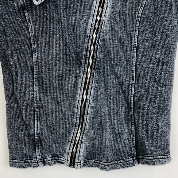 BLUE Saks Fifth Ave Acid Wash Asymmetric Zip Cotton Knit Jacket  Size Small S - Picture 3 of 6